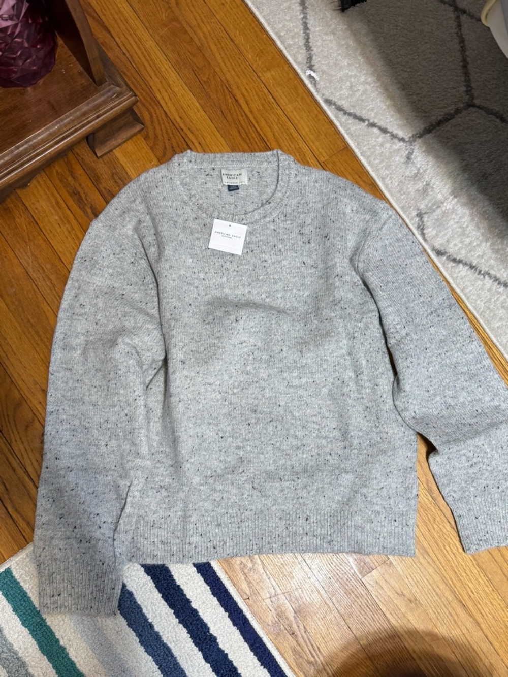 American Eagle Outfitters Light Gray Speckled Crewneck Sweater